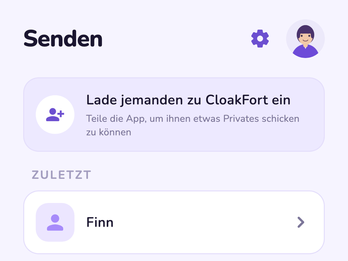 CloakFort Sende-Bildschirm